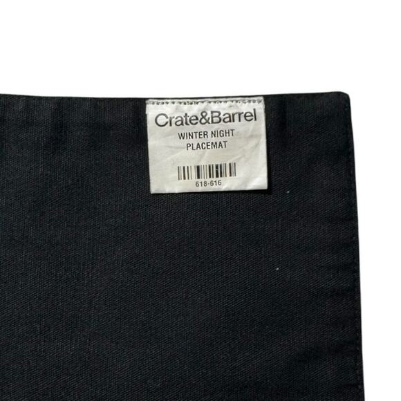 Crate & Barrel Winter Night Placemats Napkins Set of 8 Black & Silver Snowflake - Picture 8 of 8